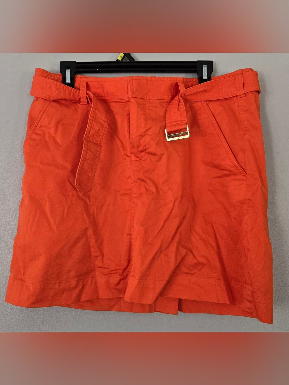 Ralph Lauren Golf Womens Belted Skort Skirt Orange Gold Buckle Sz 12